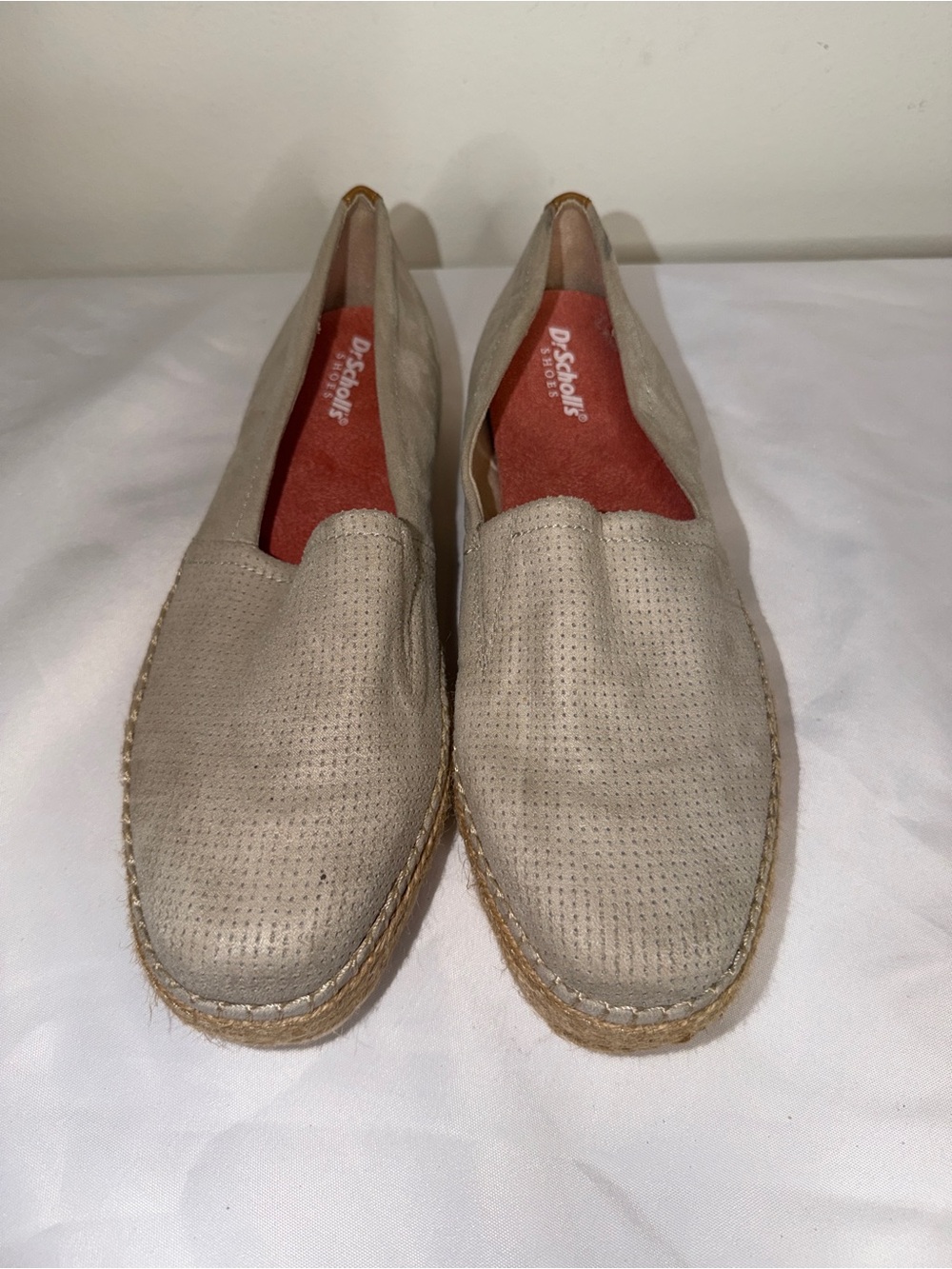 Dr. Scholl's Beige Slip-On Perforated Espadrille Mules